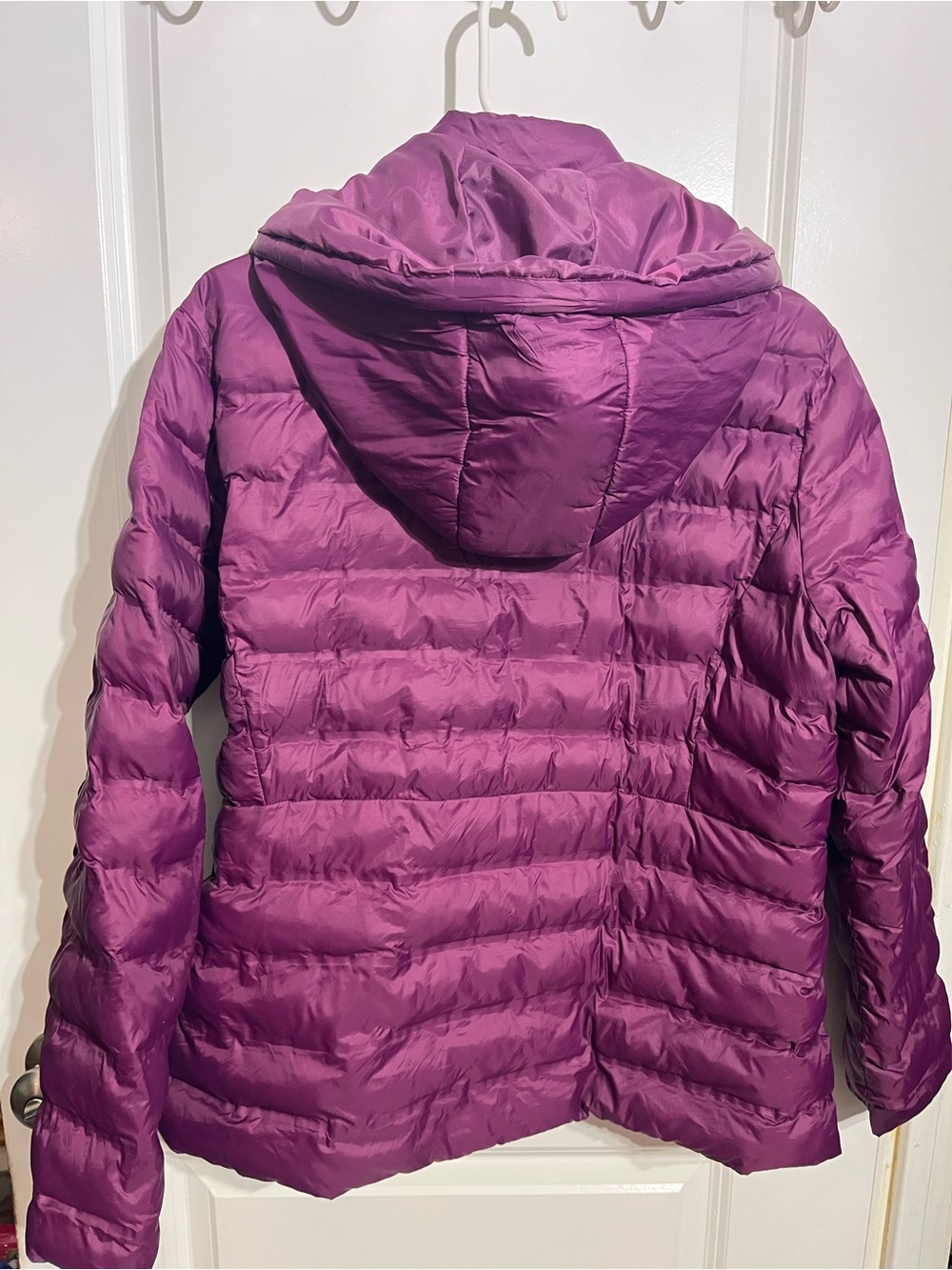 Time and Tru Women's Quilted Hooded Puffer Jacket - Plum - Picture 3 of 3